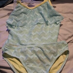 !!. GirlsM (7-8)  Swim Bikini - Light Green/Blue and Yellow